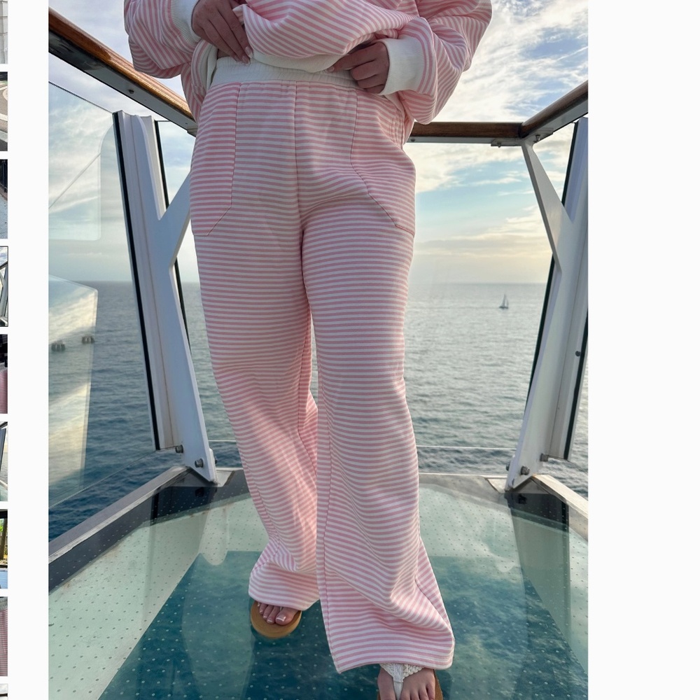 ⭐️ Sunkissed Coconut “ Sara “ Sun-kissed Coconut Pink Stripe Sweat Pants ONLY 84